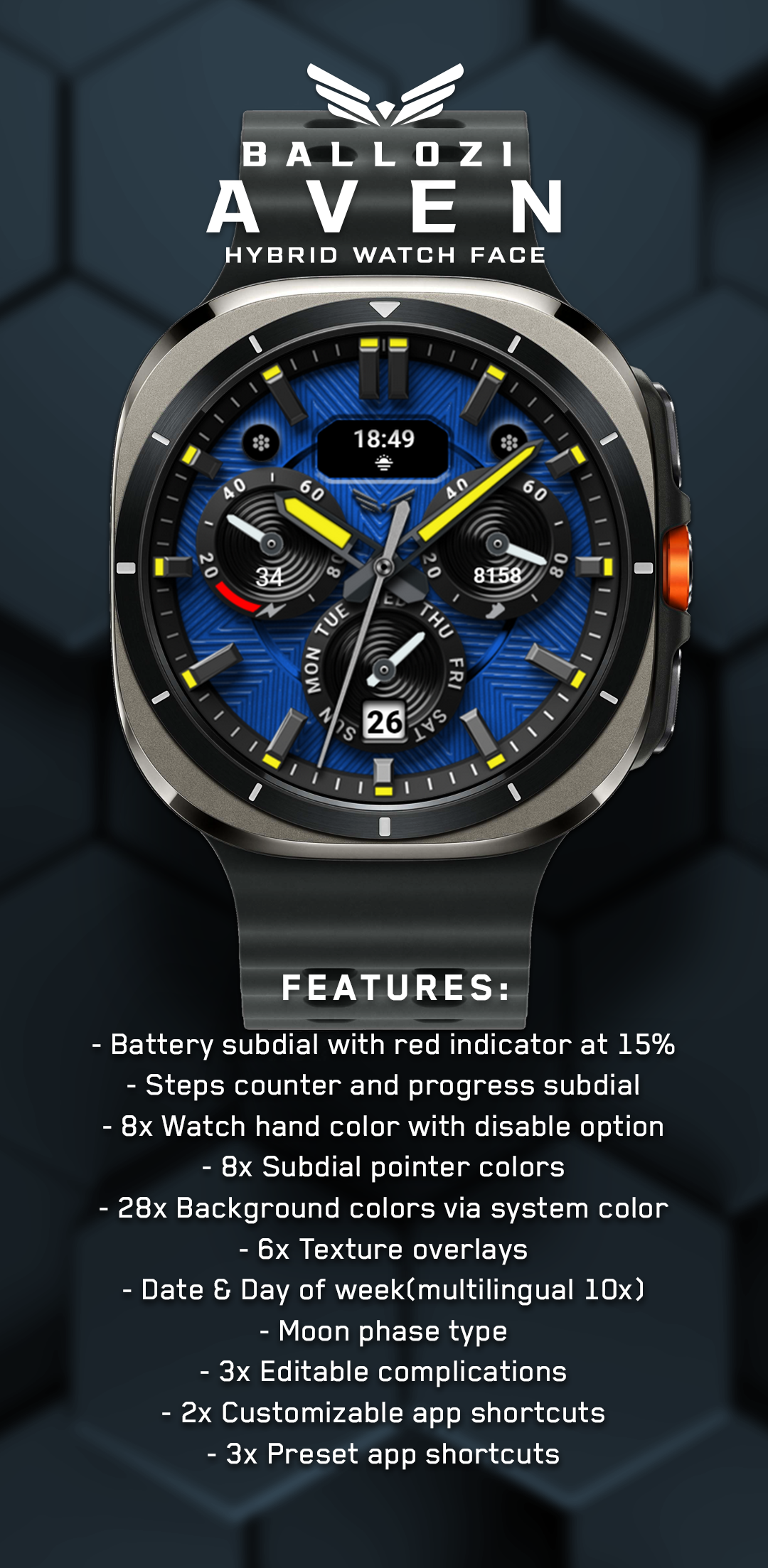 Ballozi AVEN Watch Face Android Screenshot 2