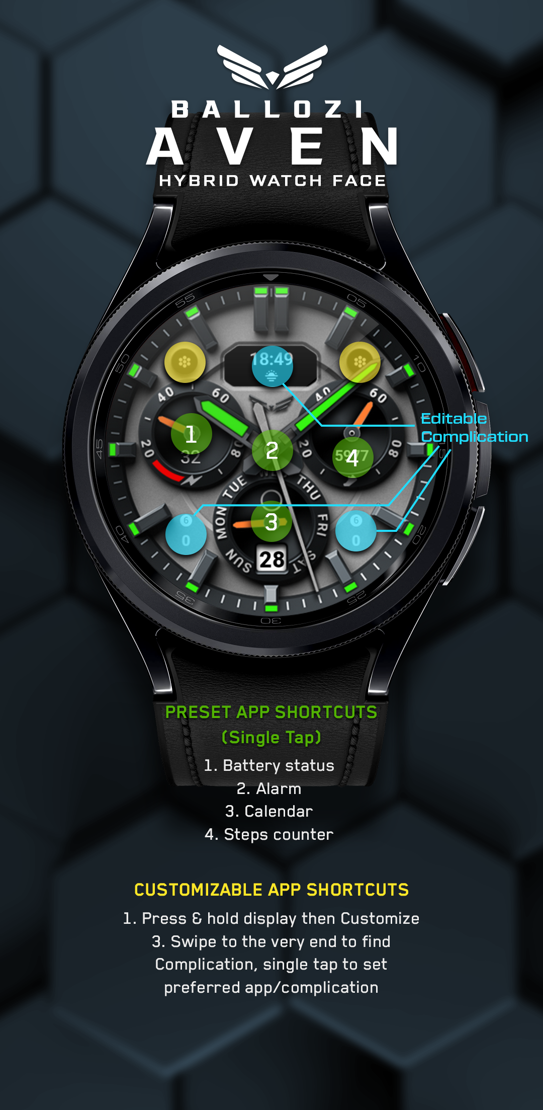 Ballozi AVEN Watch Face Android Screenshot 3