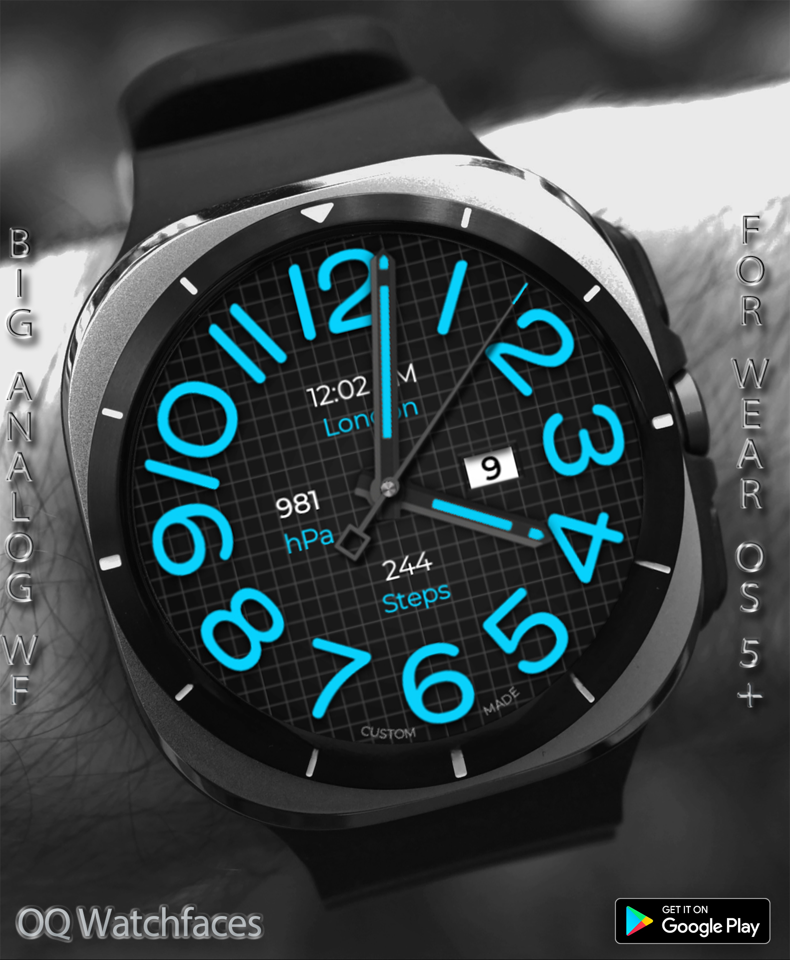 Big Analog 1 Wear OS 5+ Android Screenshot 2