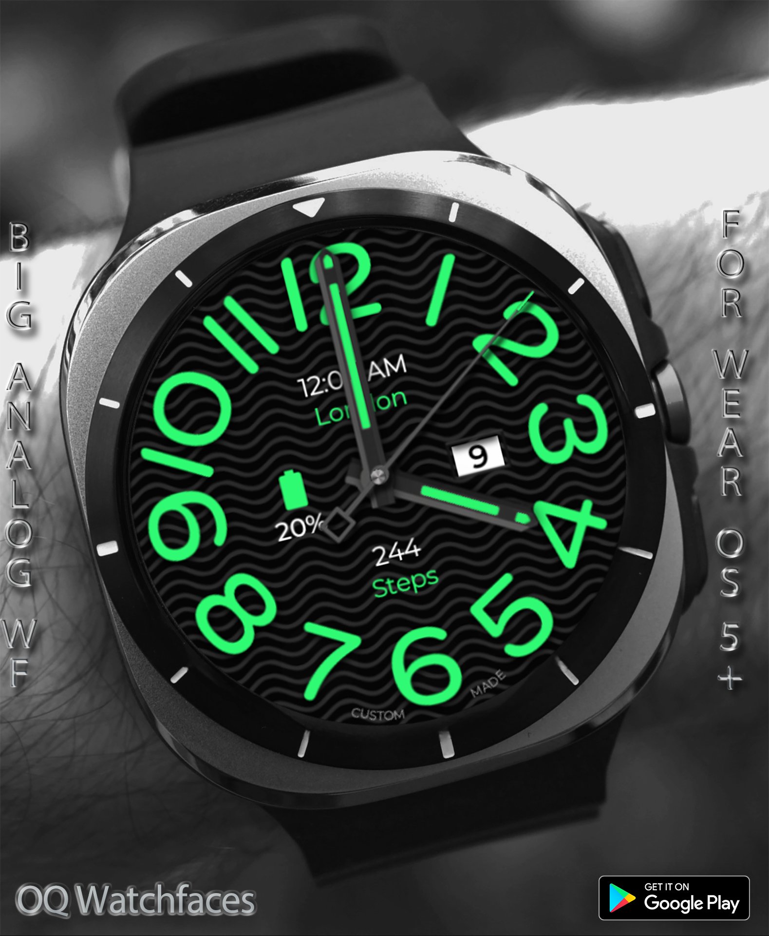 Big Analog 1 Wear OS 5+ Android Screenshot 4