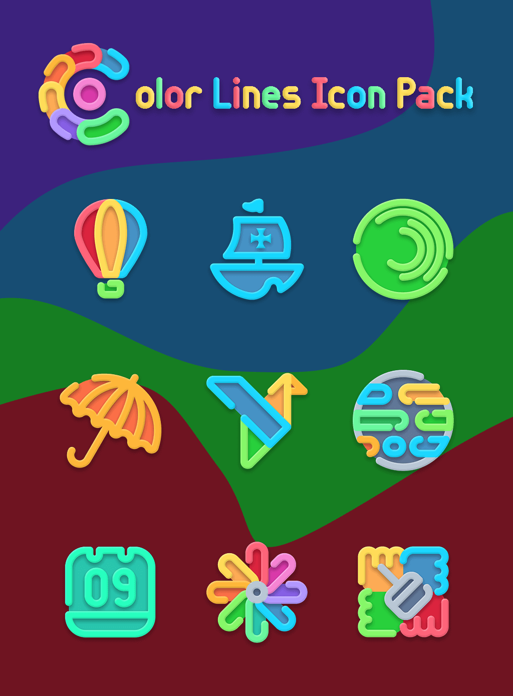 Color Line - Vibrant Icon Pack Android Screenshot 2