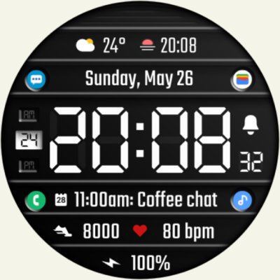 DADAM75: Digital Watch Face Android Screenshot