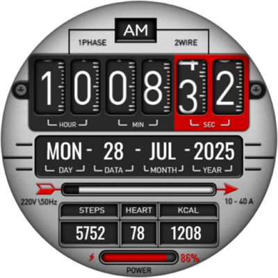 Digital Fliptime Watch face Android Screenshot