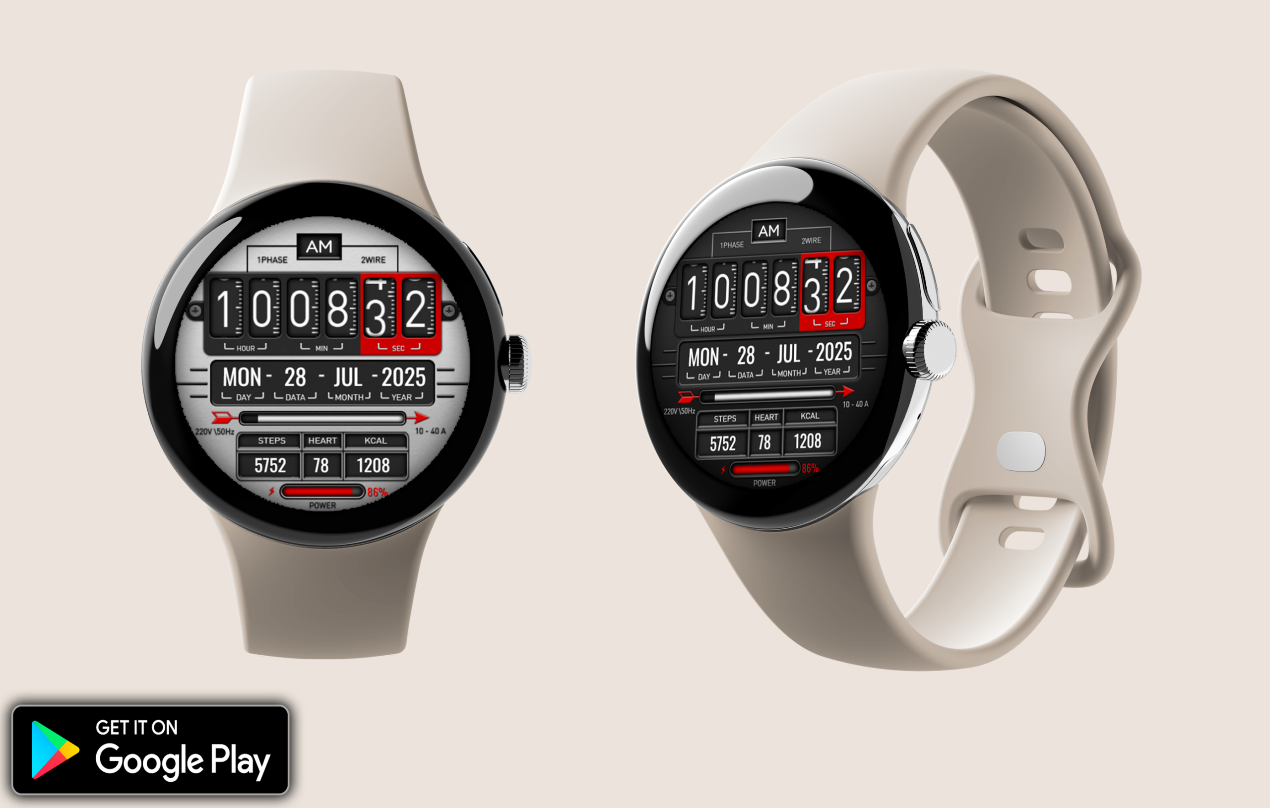 Digital Fliptime Watch face Android Screenshot 3