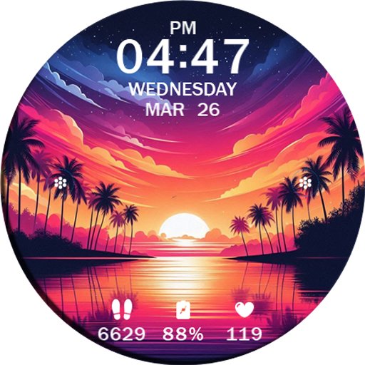 Key WF63 Sunset Watch Face Android Screenshot