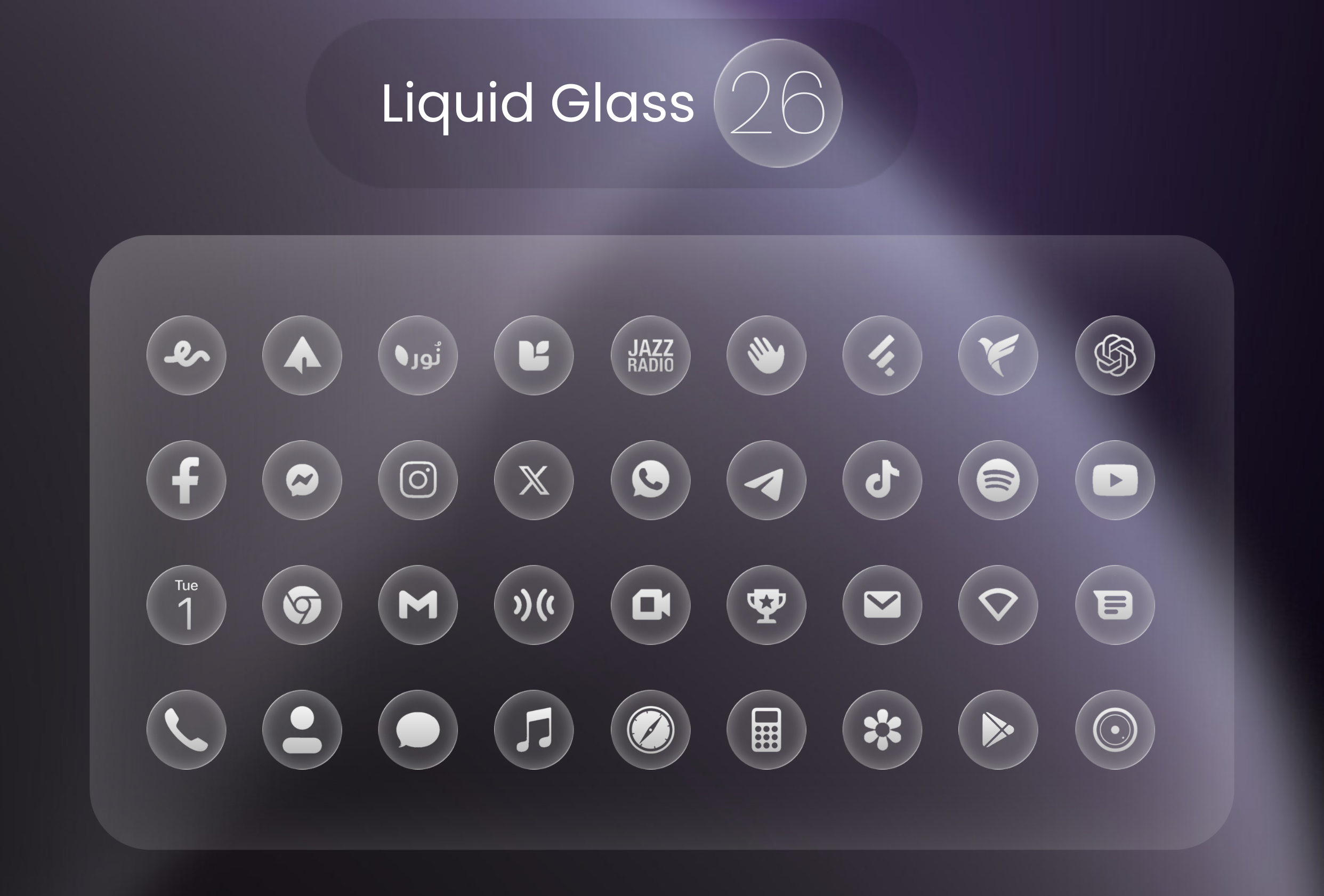 Liquid Glass 26 Round Icons Android Screenshot 2