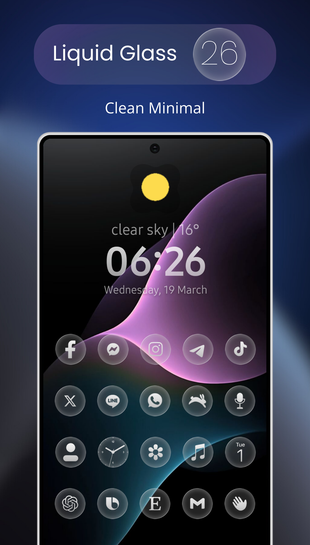 Liquid Glass 26 Round Icons Android Screenshot 3