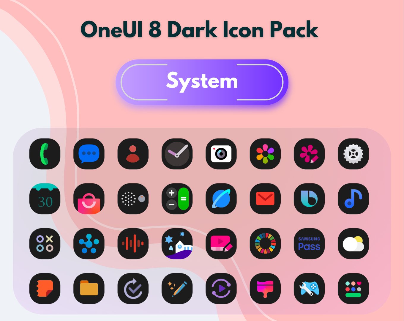 OneUI 8 Dark Icon Pack Android Screenshot 2