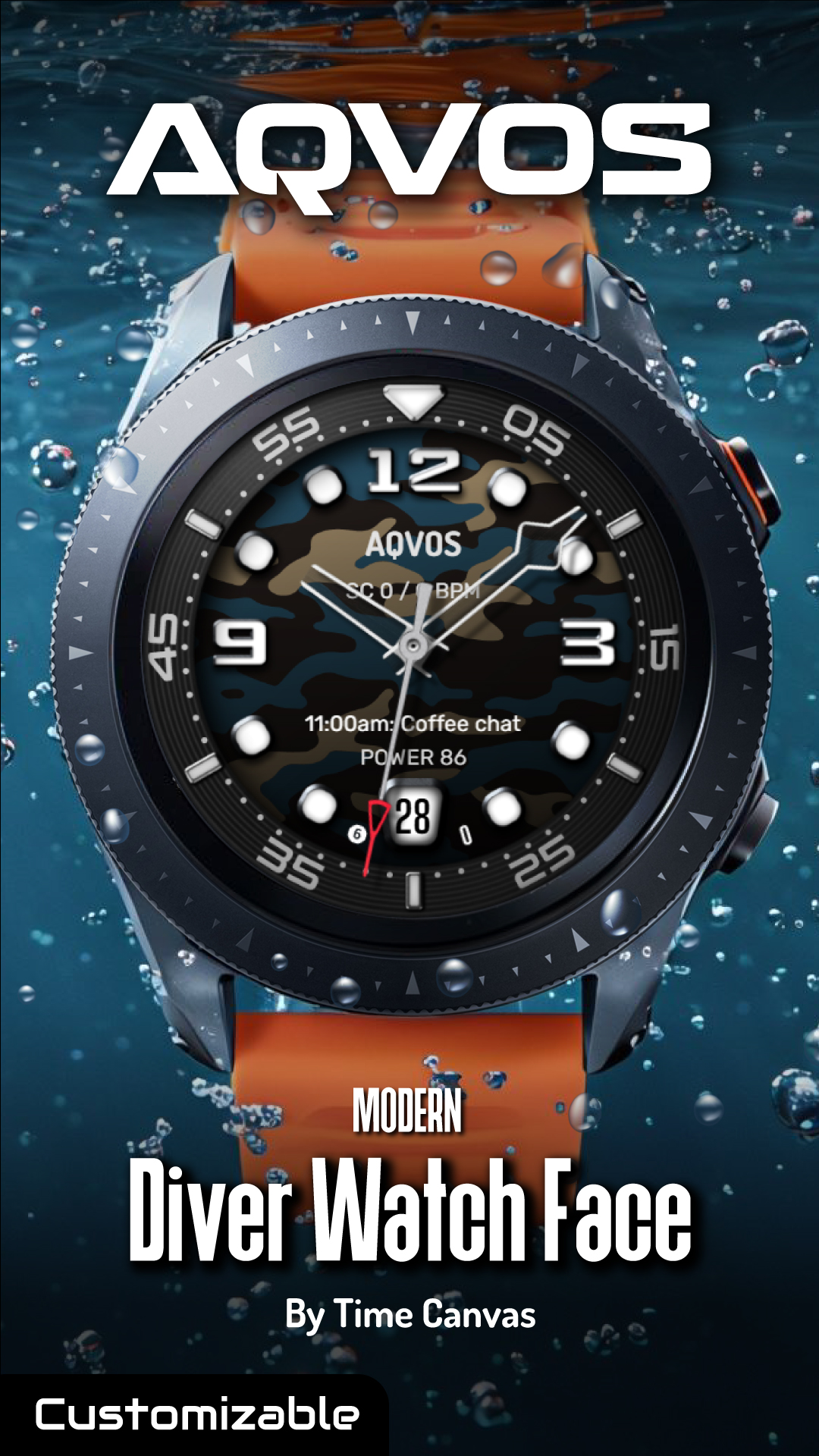 AQVOS: Modern Diver Watch Face Android Screenshot 2
