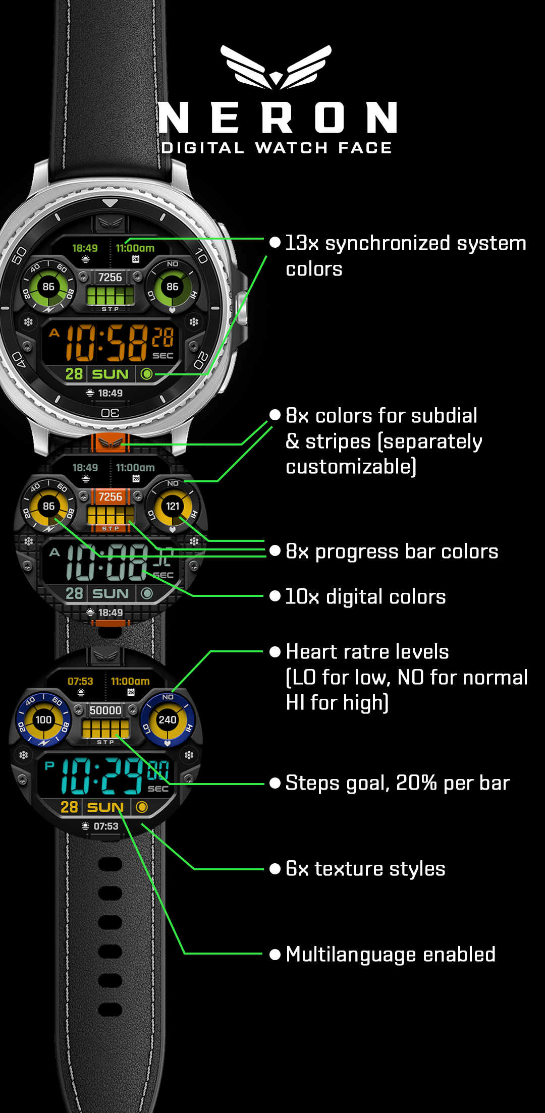 BLZ NERON - Digital Watch Face Android Screenshot 3