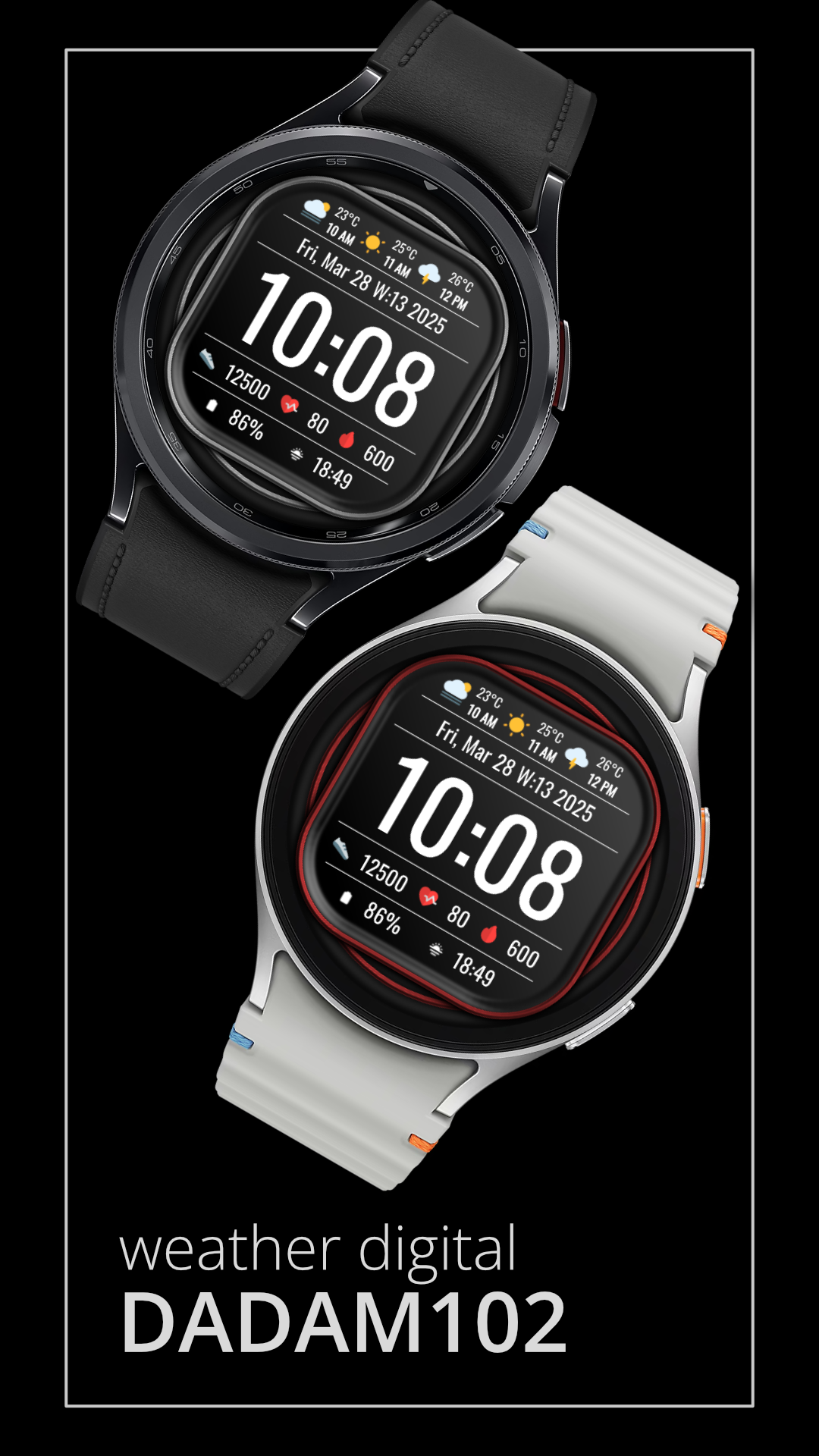 DADAM102: Digital Watch Face Android Screenshot 2