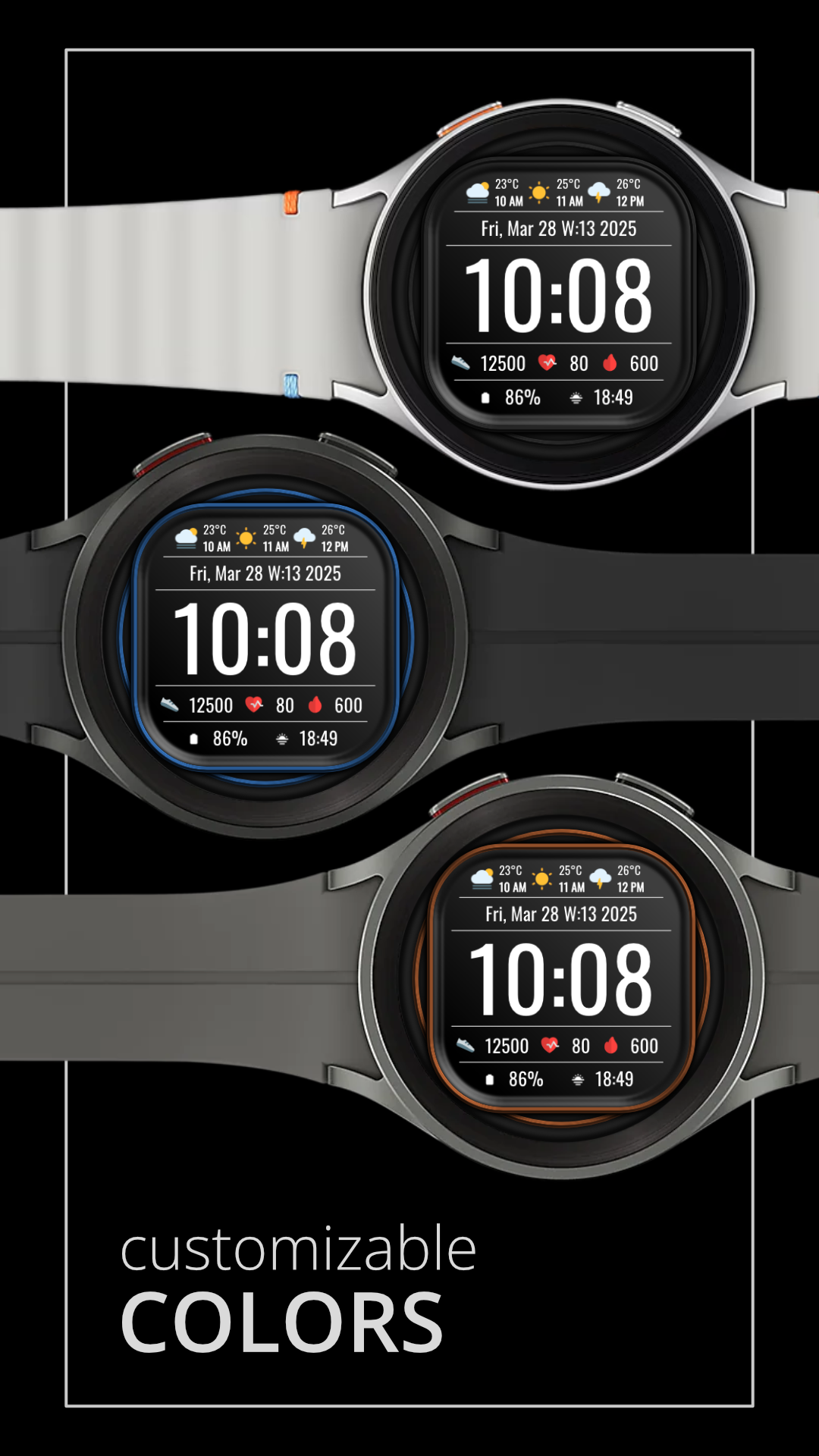 DADAM102: Digital Watch Face Android Screenshot 3