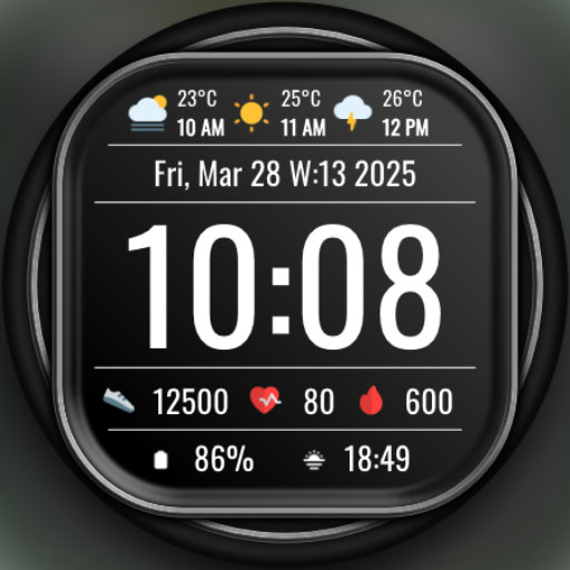 DADAM102: Digital Watch Face Android Screenshot