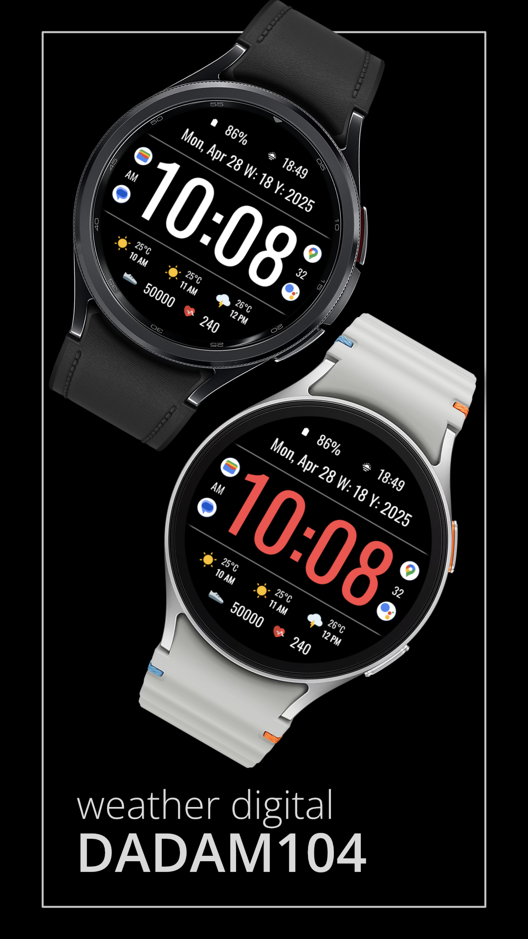 DADAM104: Bold Digi Watch Face Android Screenshot 2