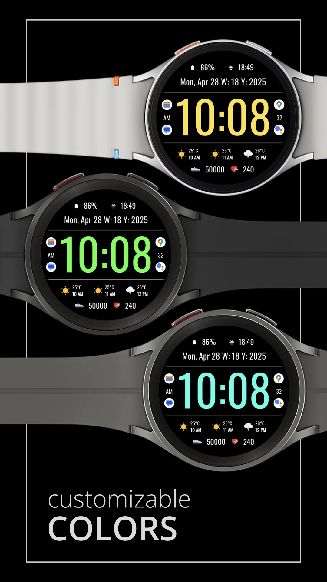 DADAM104: Bold Digi Watch Face Android Screenshot 3