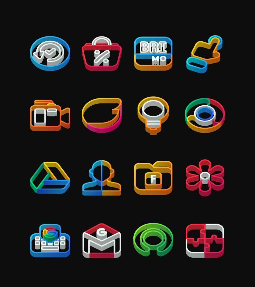 Dock Outline - 3D Icon Pack Android Screenshot 2