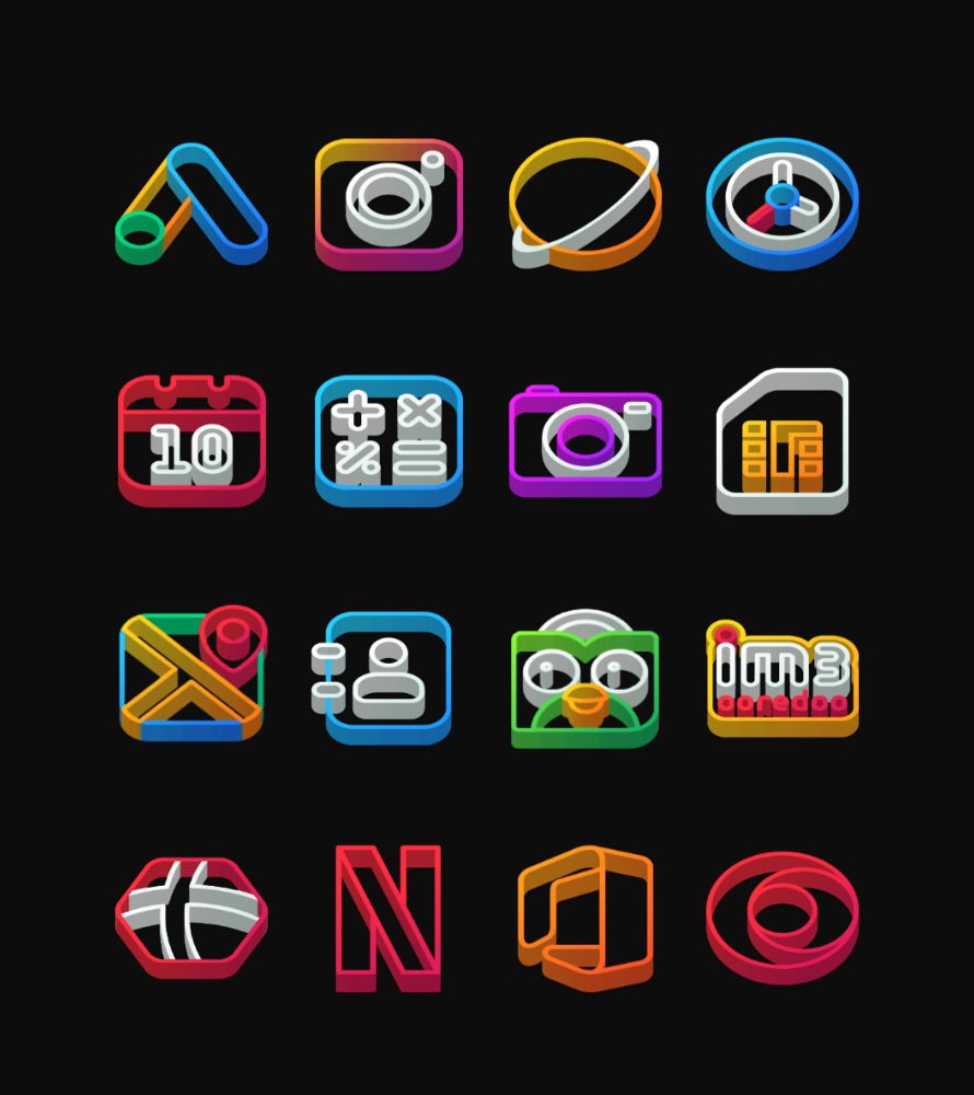 Dock Outline - 3D Icon Pack Android Screenshot 3
