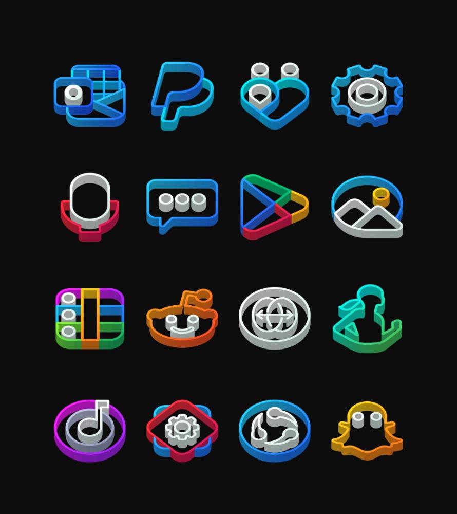 Dock Outline - 3D Icon Pack Android Screenshot 4