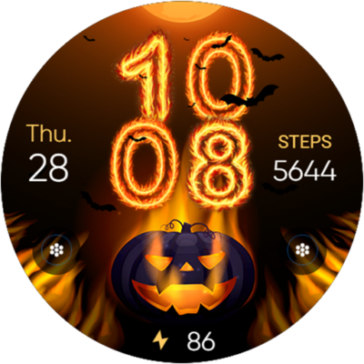 Halloween In Fire - Wear OS Android Screenshot