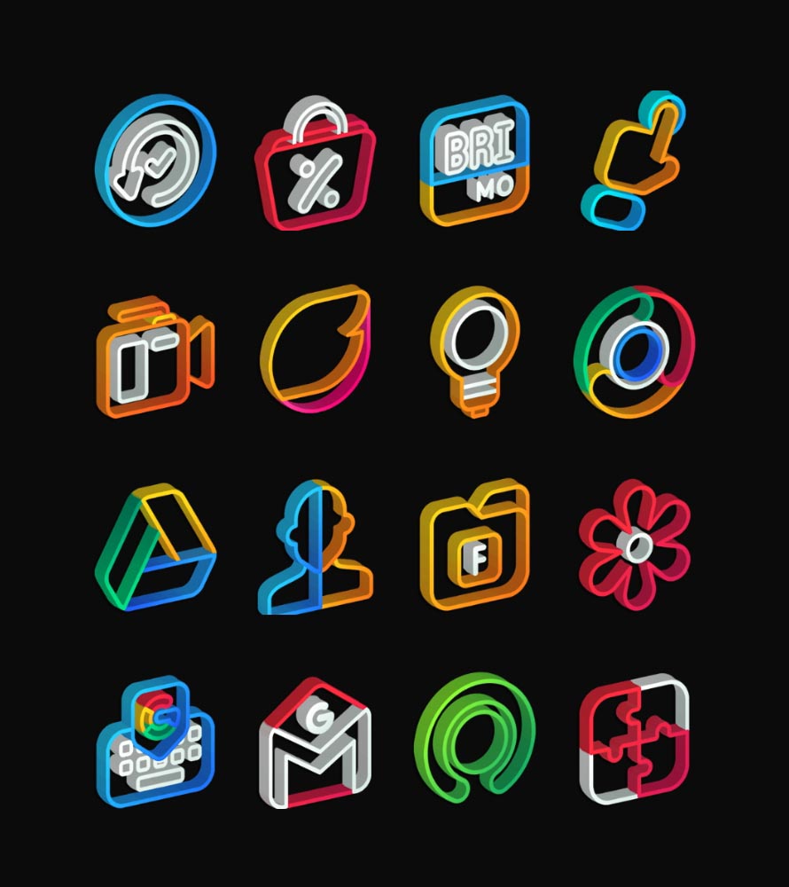 Outline 3D - Line icon pack Android Screenshot 2