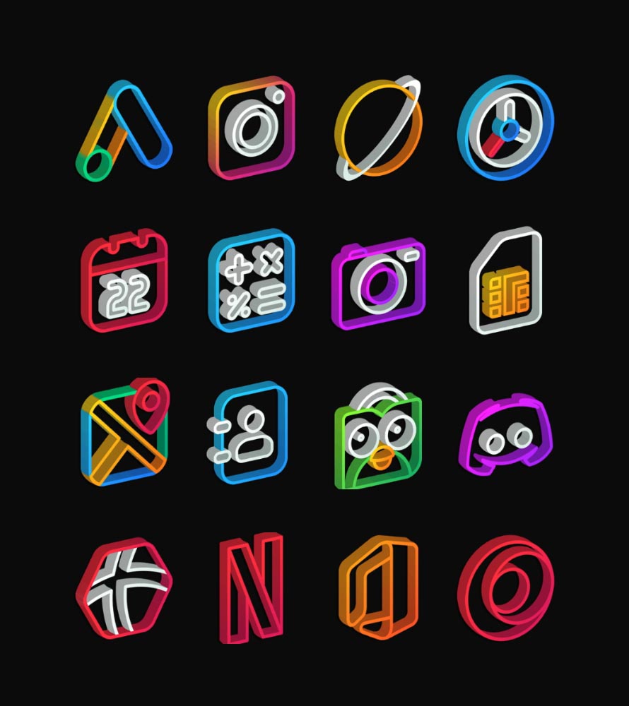 Outline 3D - Line icon pack Android Screenshot 3