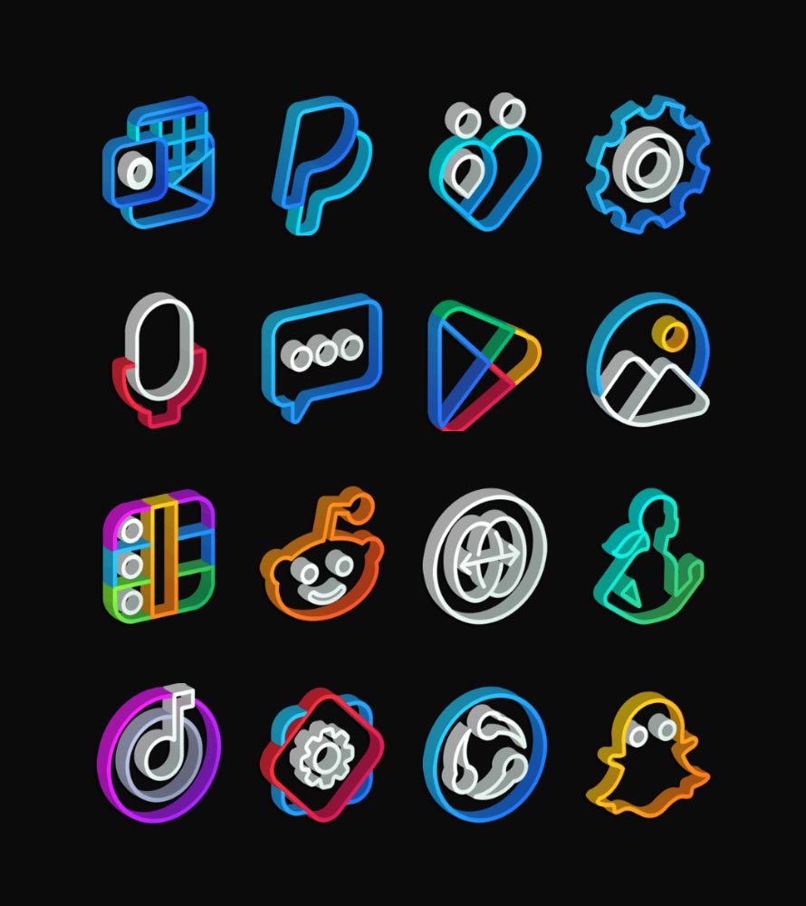 Outline 3D - Line icon pack Android Screenshot 4