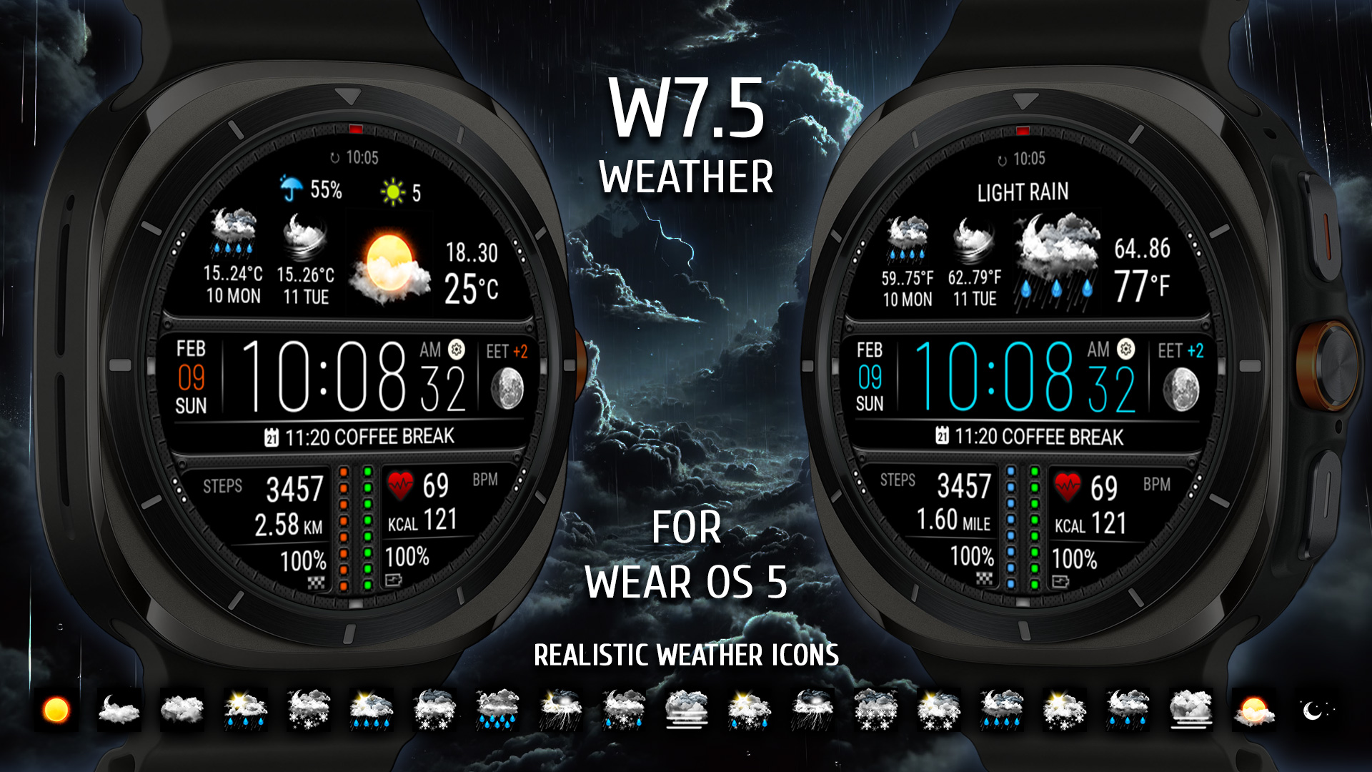 Weather watch face W7.5 Android Screenshot 2