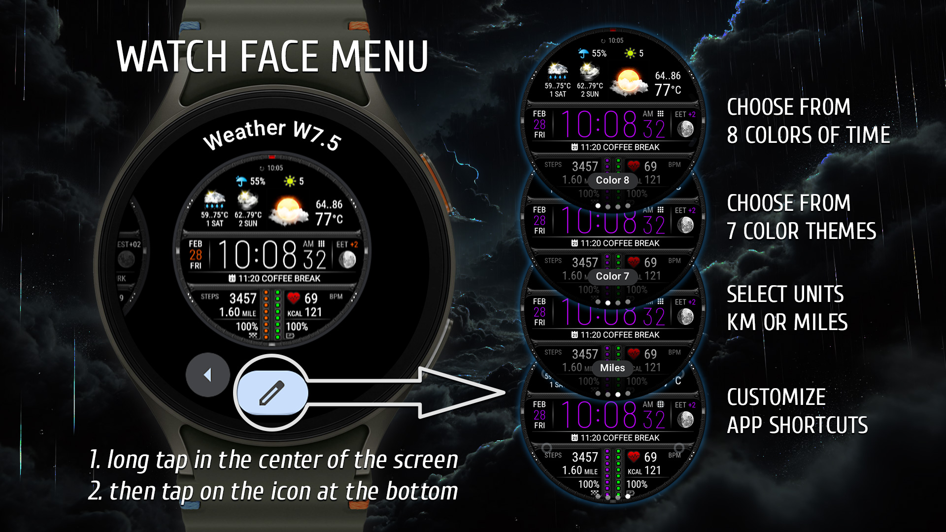 Weather watch face W7.5 Android Screenshot 3