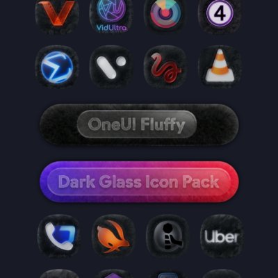 OneUI Fluffy Dark Glass Icons Android Screenshot 2