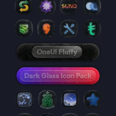 OneUI Fluffy Dark Glass Icons Android Screenshot 3