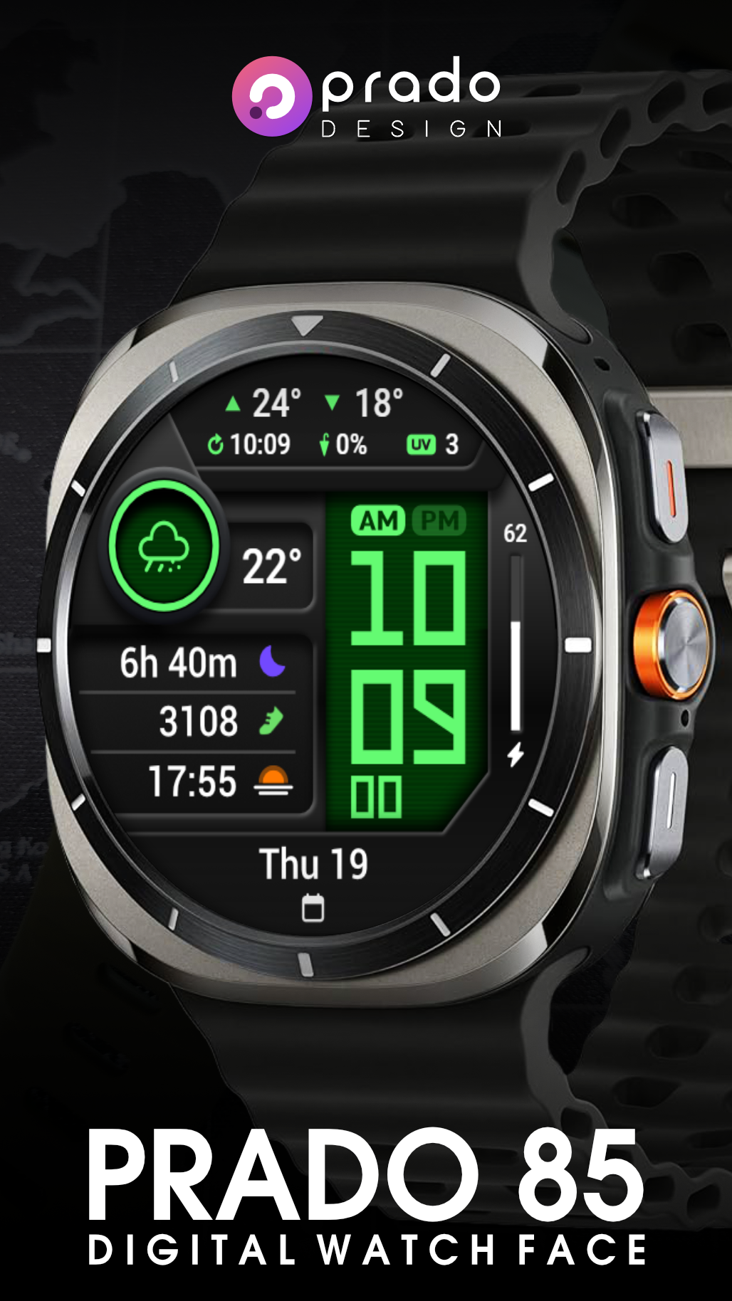 PRADO 85 Digital Watch Face Android Screenshot 3
