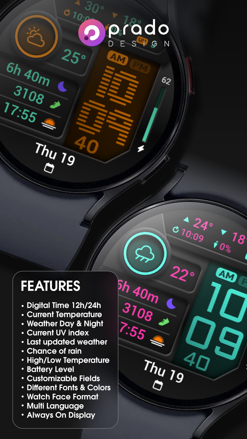 PRADO 85 Digital Watch Face Android Screenshot 4