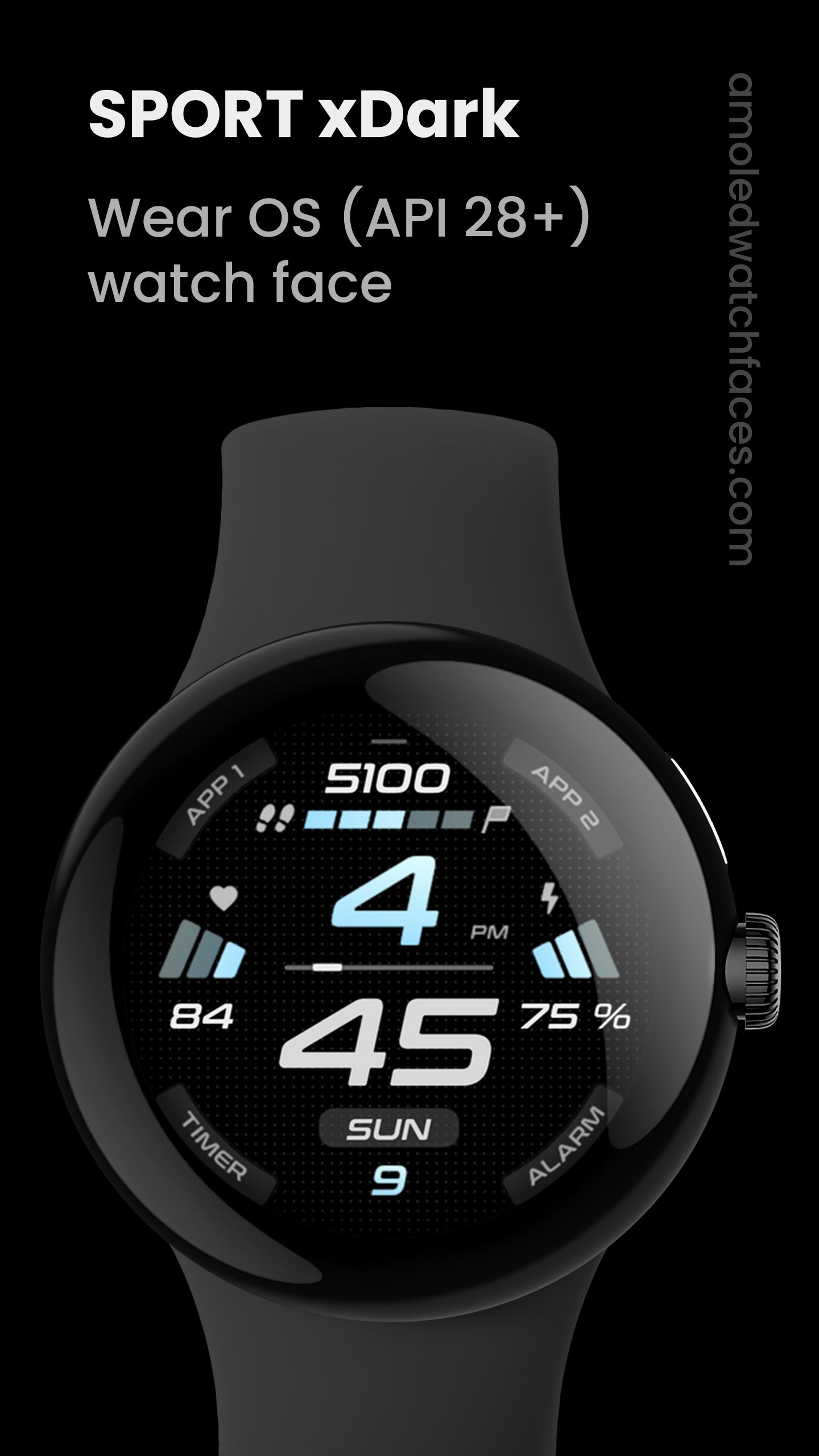 SPORT xDark Watch Face Android Screenshot 2