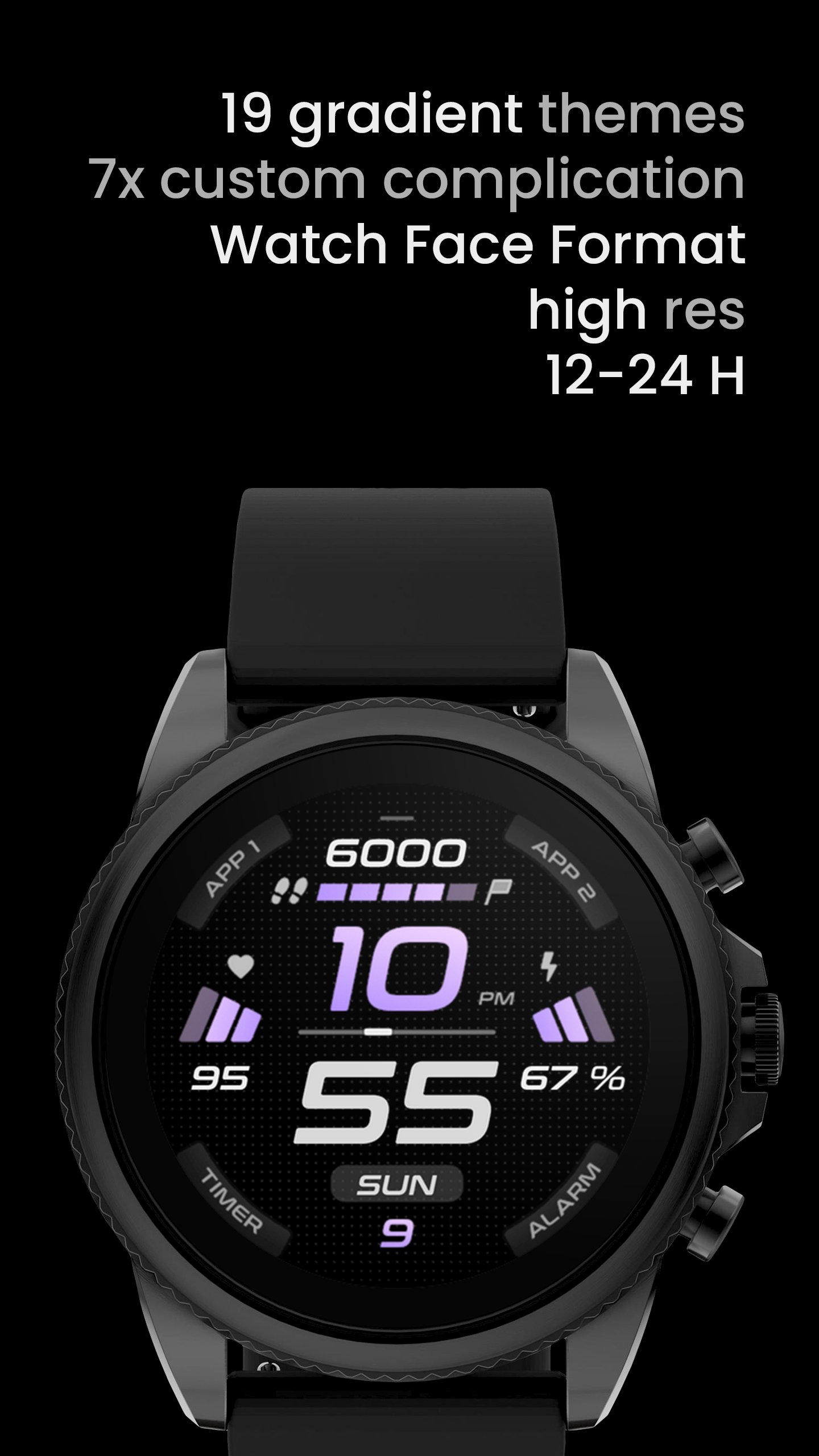 SPORT xDark Watch Face Android Screenshot 3